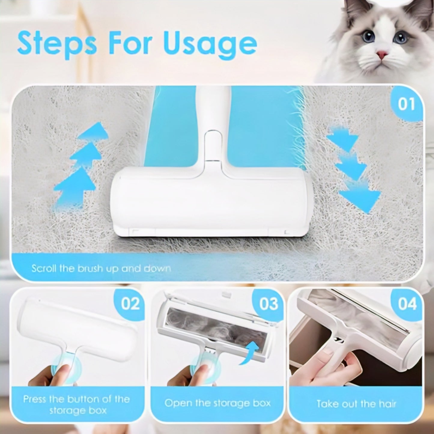 Portable Pet Hair Remover Roller for Dogs & Cats