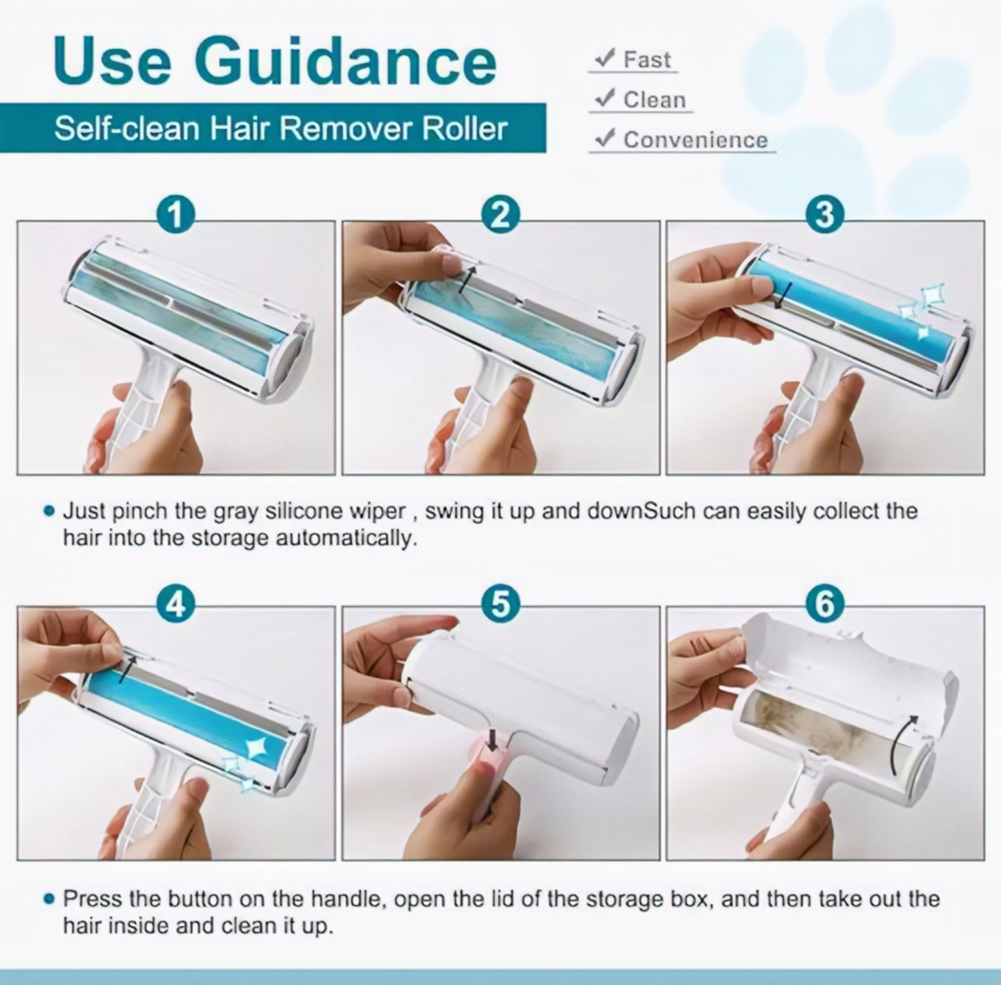 Portable Pet Hair Remover Roller for Dogs & Cats